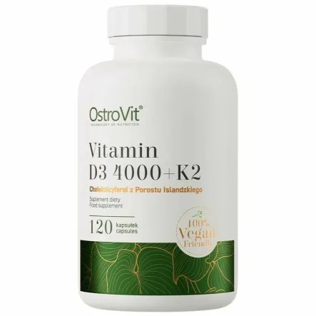 Witamina D3 4000 IU+ K2 VEGE 120 Kapsułek - OstroVit