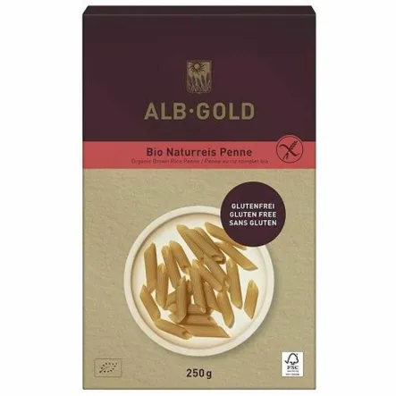 Makaron Ryżowy Razowy Penne Bezglutenowy Bio 250 g - Alb Gold