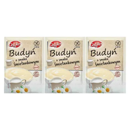 3 x Budyń o Smaku Śmietankowym Bez Dodatku Cukru Bezglutenowy 40 g - Celiko