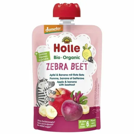 Mus Owocowy Buraczana Zebra (Jabłko, Banan, Burak) Bez Dodatku Cukru Bio Demeter 100 g - Holle