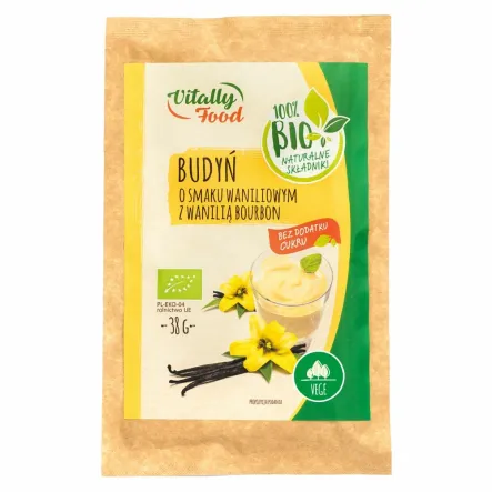 Budyń o Smaku Waniliowym z Wanilią Bourbon Bio 38 g - Vitally Food