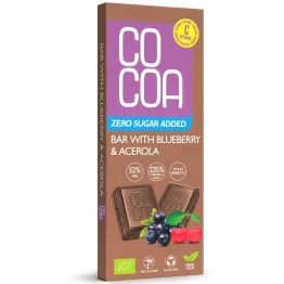 Czekolada Jagodowa z Witaminą C z Aceroli Bez Dodatku Cukru BIO 40 g - Cocoa