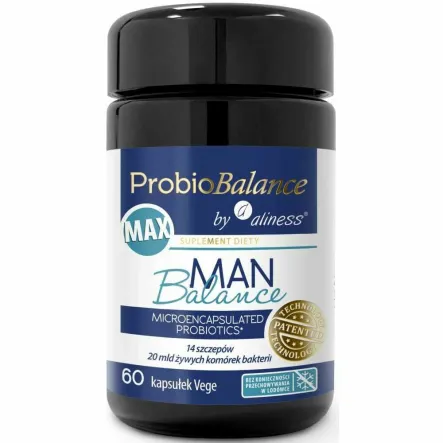 ProbioBalance MAX Man Balance 20 mld. Żywych Komórek Bakterii 60 Kapsułek Vege - Aliness