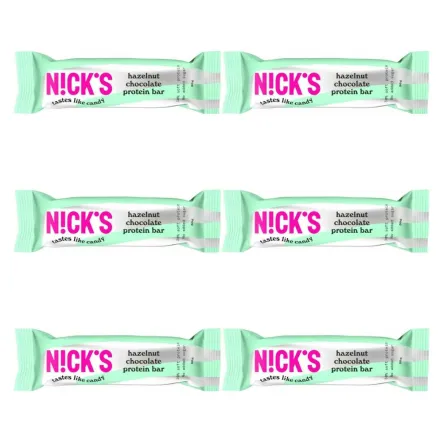 6 x Baton Proteinowy z Kremem z Orzechów Laskowych w Mlecznej Czekoladzie 50 g - Nicks