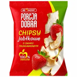 Chipsy Jabłkowe o Smaku Truskawkowym 18 g - Porcja Dobra