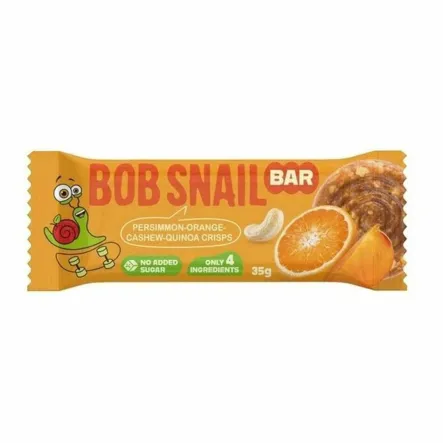 Baton Kaki-Pomarańcza z Nerkowcem i Chrupkami z Komosy Ryżowej Bez Dodatku Cukru 35 g - Bob Snail