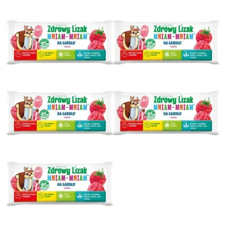 5 x Zdrowy Lizak Mniam - Mniam na Gardło Łezka Malina - Starpharma