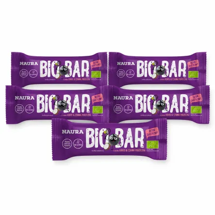 5 x Baton Daktylowy Kokos i Czarna Porzeczka BIO 35 g - Naura