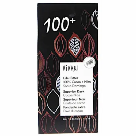 Tabliczka Gorzka 100% Kakao Bio 80 g - Vivani
