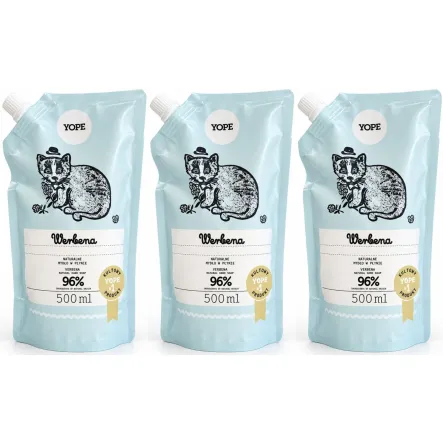 3 x Uzupełniacz Mydło Naturalne w Płynie Werbena 500 ml - Yope