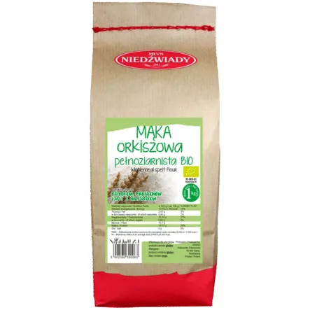 Mąka Orkiszowa Pełnoziarnista  Eko 1 kg - Młyn Niedźwiady