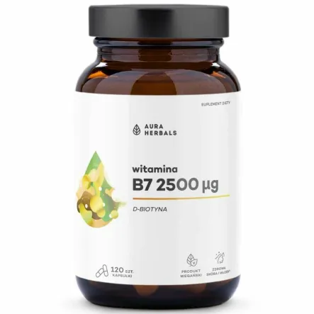 Witamina B7 (Biotyna) 2500 µg 120 Kapsułek - Aura Herbals