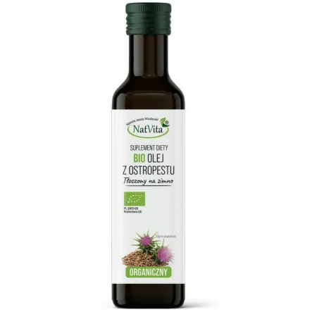 Olej z Ostropestu Tłoczony na Zimno Bio 250 ml - Natvita (COLD)