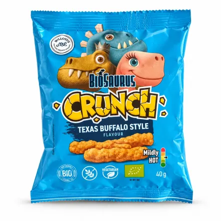 Chrupki Kukurydziane Crunch o Smaku Grillowanego Sera w Stylu Buffalo Bezglutenowe BIO 40 g - McLloyd's Biosaurus