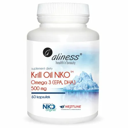Olej z Kryla Krill Oil NKO Omega 3 500 mg 60 Kapsułek - Aliness