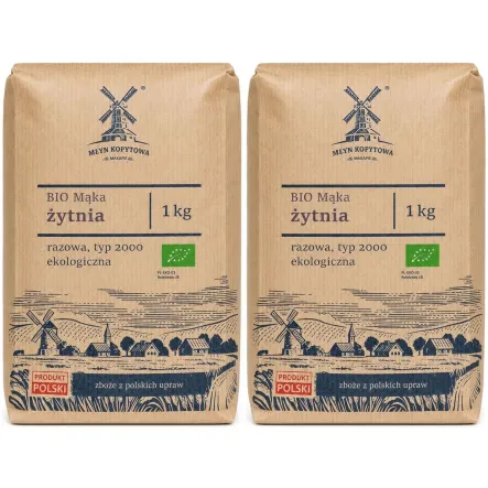 2 x Mąka Żytnia Razowa Typ 2000 Eko 1 kg - Młyn Kopytowa