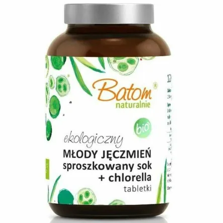 Sok z Młodego Jęczmienia Sproszkowany+ Chlorella Bio 120 g (240 Tabletek) - Batom