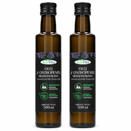 2 x Olej z Ostropestu Tłoczony na Zimno Nierafinowany 500 ml - Eoovita
