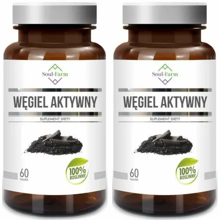 2 x Węgiel Aktywny 180 mg 60 Kapsułek - Soul Farm