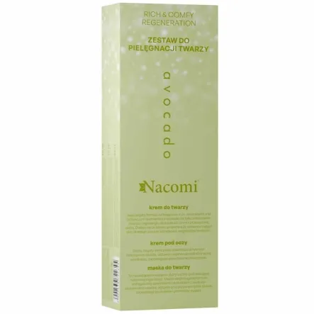 Zestaw do Pielęgnacji Twarzy AVOCADO (Krem do Twarzy 40 ml+ Krem Pod Oczy 15 ml+ Maseczka do Twarzy 40 ml) - Nacomi
